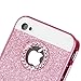 BENTOBEN iPhone 4S Case, iPhone 4 Case, Glitter Bling Sparkly Rhinestone Hybrid Slim Hard Cover Laminated with Luxury Shiny Synthetic Leather Protective Case for Apple iPhone 4/4S, Rose Red
