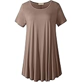 LARACE Plus Size Tops for Women Short Sleeve Shirts Casual Summer Clothes Round Neck Tunics for Leggings