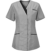 2026 V Neck Housekeeping Uniforms for Women Stretchy Scrub Tops Short Sleeve Nursing Shirts Medical Scrubs T Shirt