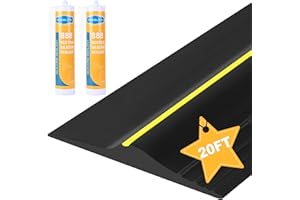 CLOUDBUYER 20Ft Weather Stripping Universal Garage Door Threshold Seal Strip, Garage Door Bottom Seal DIY Replacement with 20oz Glue Gel
