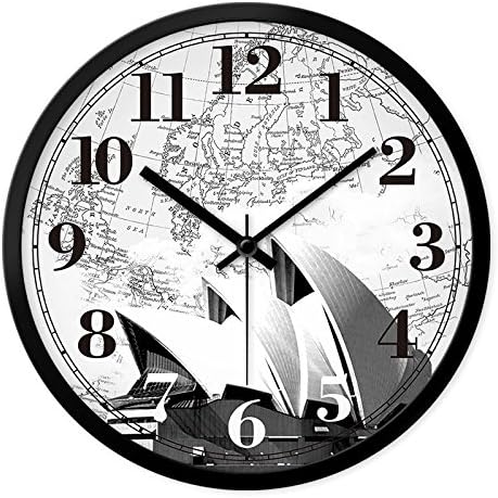 FortuneVin Wall Clock Non-ticking Number Quartz Wall Clock Living Room Decorative Indoor Clock Bedroom Clock Kitchen Clock Digital World Time Zone Quartz 12 Inches, 03