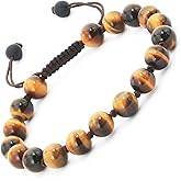 COLORFEY Mens Tiger Eye Beaded Bracelets, Authentic Tiger Eye Crystals Stone Beads Bracelet 8mm With Handcrafted Vajra Knot, Protection Mens Bracelet Premium Handmade Bracelet Healing Gift for Men