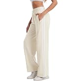 Houmous Cotton Sweatpants Womens Wide Leg Track Pants Lounge Stretch Athletic Loose Jogging Sport Zip Pockets