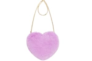 Miayon Heart Shaped Faux Fur Purse Fluffy Crossbody Bag Chain Shoulder Bag Cute Clutch Halloween Valentine's Gift Women Girls