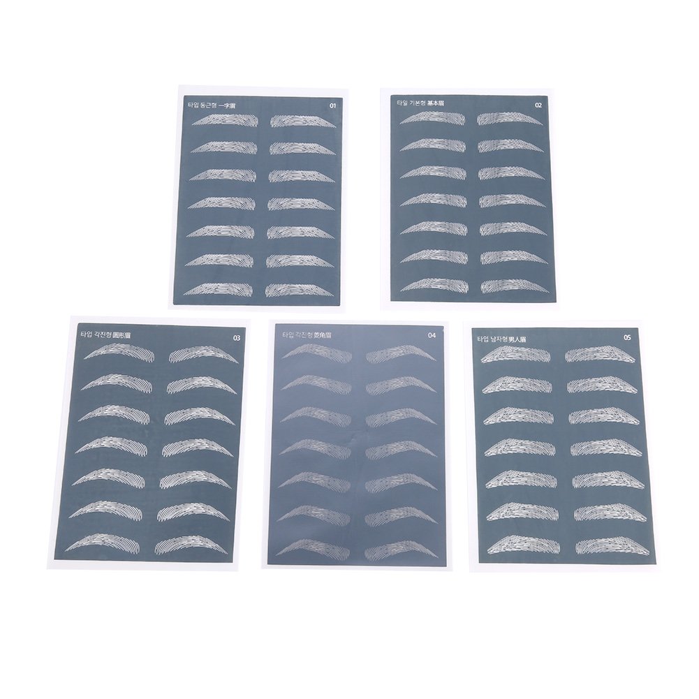 5 Pcs Eyebrow Tattoo Practice Skin, Microblading Practice Tattoo Skin Practice Sheet 5 Different Shape of Eyebrow Tattoos Fake Skin for Professionals and Beginners