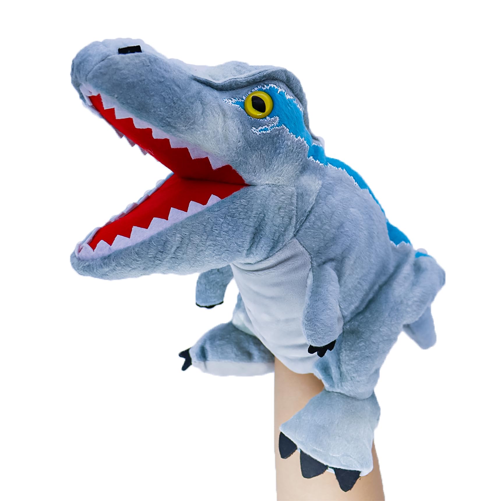 lilizzhoumax Dino Hand Puppet Plush Toy Stuffed Animal HandPuppet Dinosaur Cute Role-Playing Child Interactive Early Education Toys Home Decoration Animal Gift for Kids Velociraptor — image 1