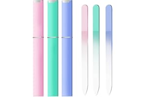 SPLASHGRIP 3 Pack Glass Nail Files for Natural Nail Professional Crystal Fingernail Files Double-Sided Etched Gentle Nail Care for Women Adults Pink,Green,Blue