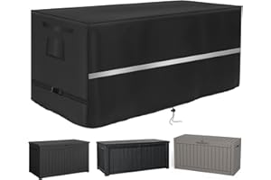 NEWFOM Deck Box Cover Heavy Duty Waterproof Deck Box with Handle, Outdoor Large Storage Box Cover Patio Rectangular Bench Covers (58 x 28 x 26 inch)