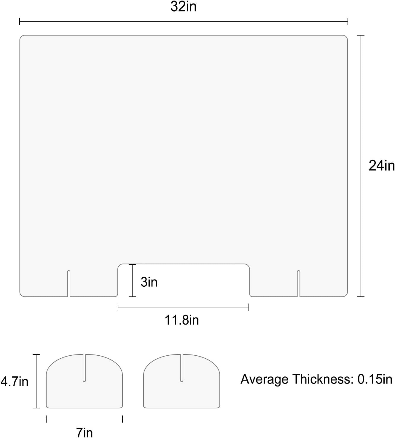 2 Pack Sneeze Guard, Plexiglass Shield 32''W x 24''H Portable Freestanding Desk Shield, Clear Acrylic Shield with Opening for Counter, Retail, Office : Office Products