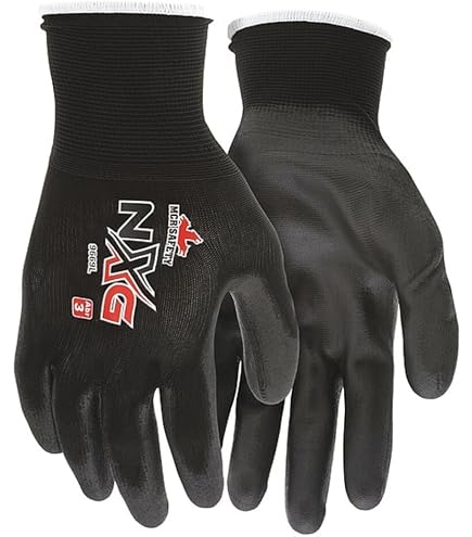 Memphis Glove MCR Safety Work Gloves 13 Gauge Black Nylon Shell, Black Polyurethane Palm and Fingers, 9669 (12 Pair) (XL) Tools & Home Improvement