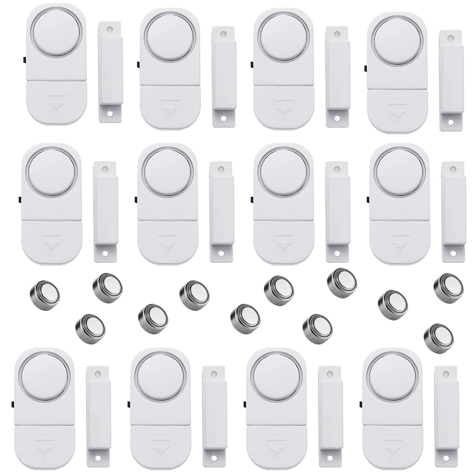 Photo 1 of *PARTIAL SET - ONLY 3 Pcs*
12 Pack Wireless Security Window/Door Alarm, Magnetic Sensor Door Window Burglar Alert Alarm Pool Alarms Super Loud for Home, Garage, Apartment, Dorm, RV and Office(Include Batteries)