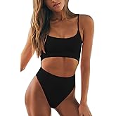 Meyeeka Womens Scoop Neck Cut Out Front Lace Up Back High Cut Monokini One Piece Swimsuit