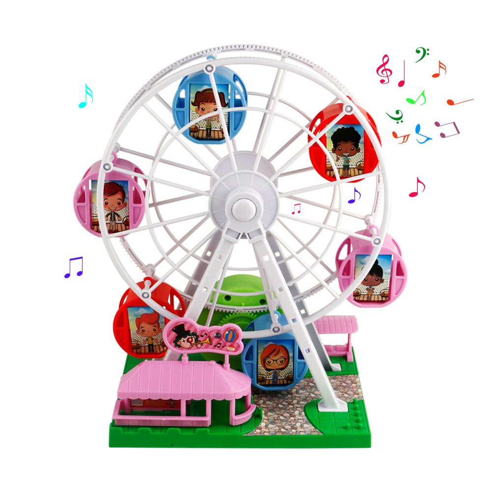 Ferris Wheel Music box toy, mini with 6 Spring Rotating Cabins, for Kids, Children, Boys, Girls, Babies and Infants over 36 Months