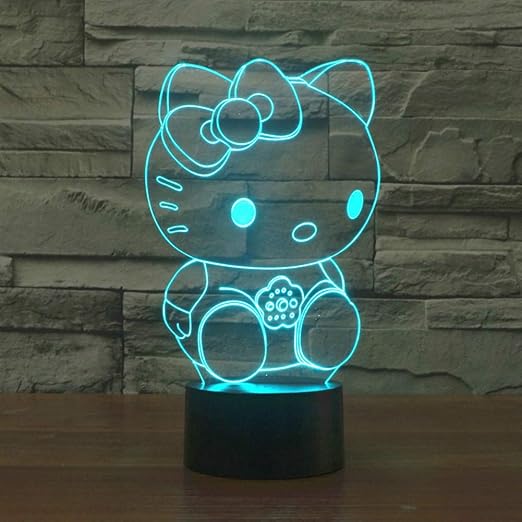 hello kitty 3d led luz de noche