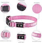 MASBRILL Light Up Collar Rechargeable LED Dog Collar Pink 3 Modes Small Large view 3