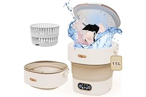 YLTIMER Collapsible Washing Machine, 15L Large Capacity Portable Small Washing and Dryer Machine, Mini Washer with Spin for Travel,Apartment, Baby Clothes, Socks