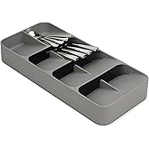 Joseph Joseph DrawerStore Compact Utensil Organizer For Kitchen Drawer Silverware, Flatware Tray, Grey