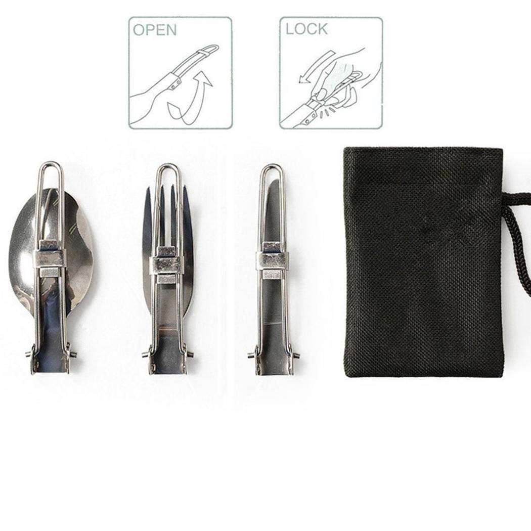 linselles Set di Posate da tavola da tavola Pieghevole in Acciaio Inossidabile con Cucchiaio forchetta Set di Posate Miste