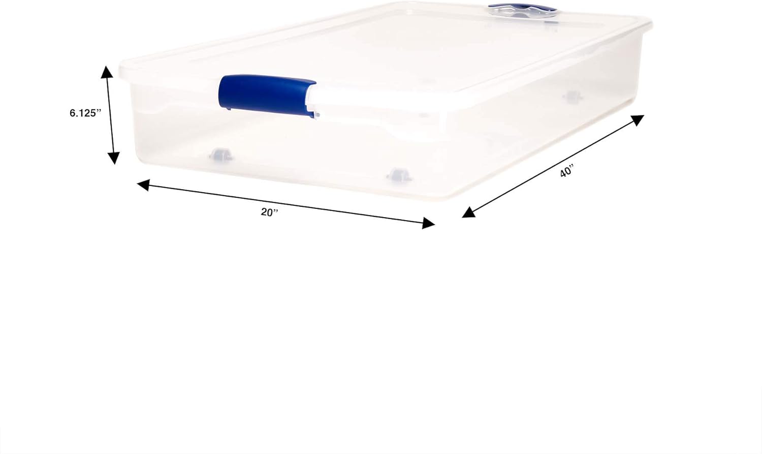 Homz Plastic Underbed Storage, Stackable Storage Bins with Blue Latching Handles, 60 Quart, Clear, 2-Pack: Home & Kitchen