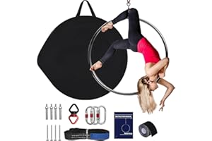 Murago Aerial Lyra Hoop Kit (85cm/90cm), 32mm Thick, Maximum Load 460 LBS, Yoga Equipment Set with Hardware Kit for Yoga Dance, Aerial Fitness