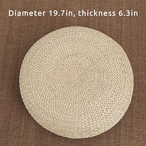 JOYBASE Straw Flat Seat Cushion, Handmade Floor Pouf Mat, Ottoman Footstool, Home Decorative Seat for Living Room, Bedroom (19.7 x 6.3in)