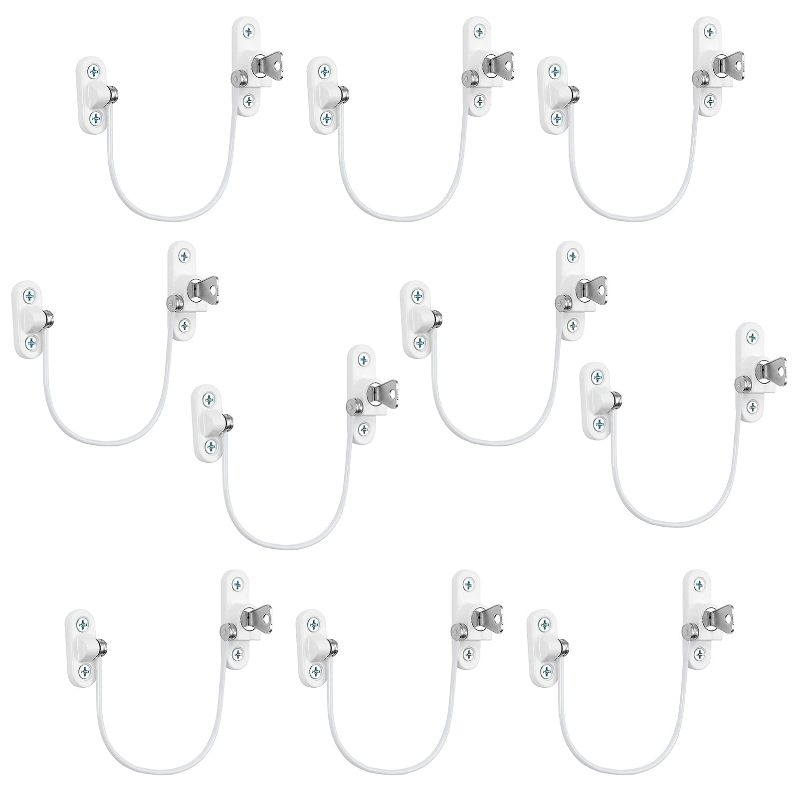 10Pcs Window Restrictor Locks for Kids Window Restrictors UPVC Baby Security Window Locks with Screws Keys for Baby Child Children Safety, Window Locks Door Locks for Home Public School and Commercial