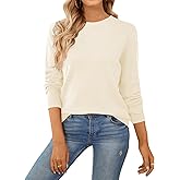 QUALFORT Women's Sweater 100% Cotton Long Sleeve Pullover Sweater Soft Lightweight Knit Tops 2026