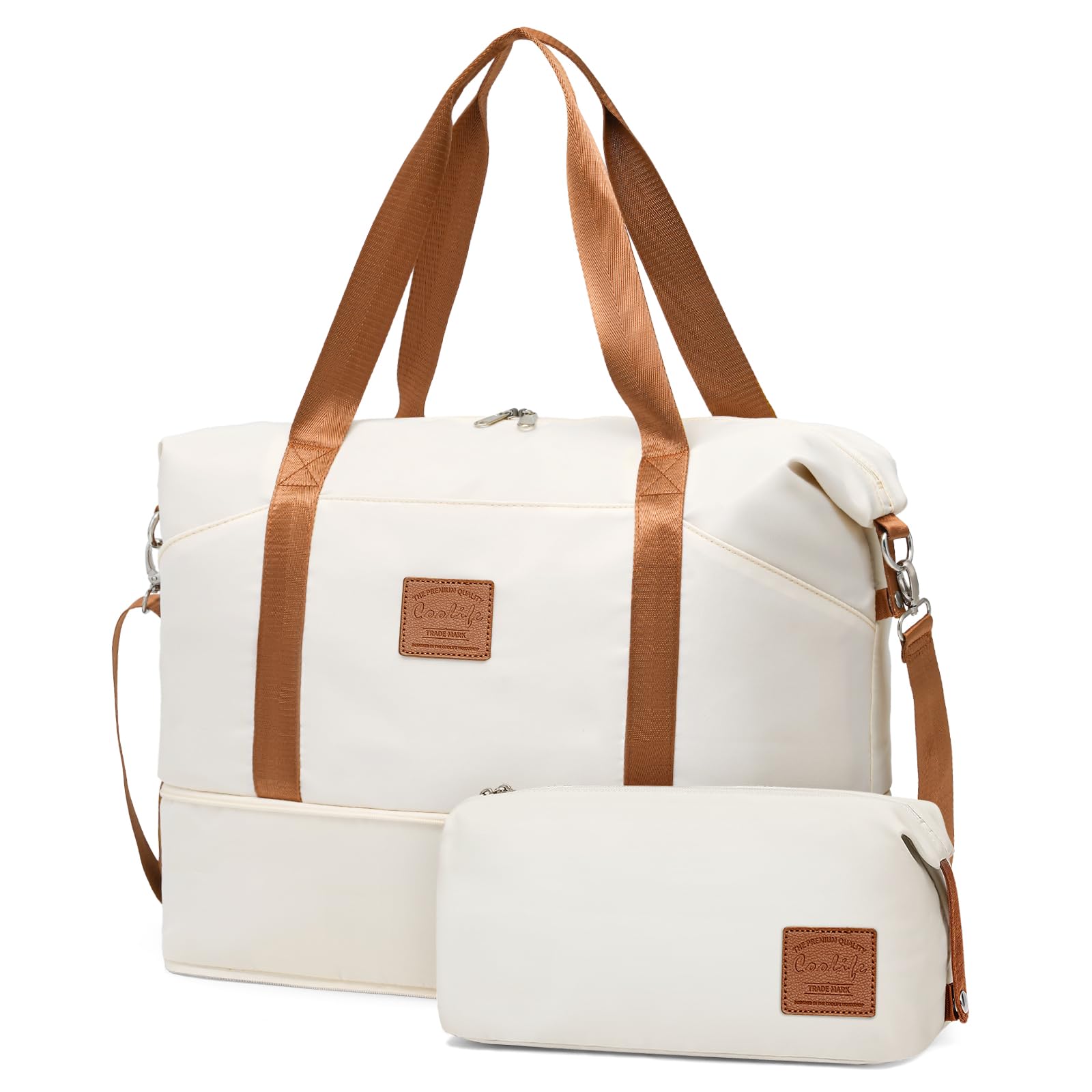 COOLIFE Ryanair Cabin Bags 40x30x20 for Weekend Travel and Short Trips, 270D Oxford Lightweight Carry On Luggage, Underseat Cabin Bag with YKK Zipper, 20-25L Expandable Travel Bag (White)