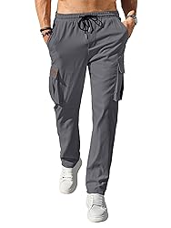 PLEPAN Men's Casual Cargo Pants Drawstring Hiking