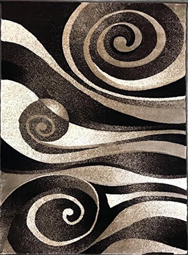 Modern Area Rug Chocolate Brown Sculpture Design 258 (8 Feet X10 Feet 6 Inch )