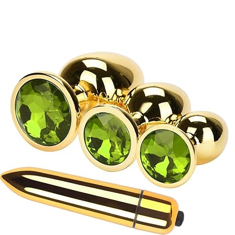 Sm erotische Werkzeuge, Malloom 4 Stück Gold Runde geformte Basis mit Schmuck Birth Plugs Anal Sprung Eier Trainer Spielzeug