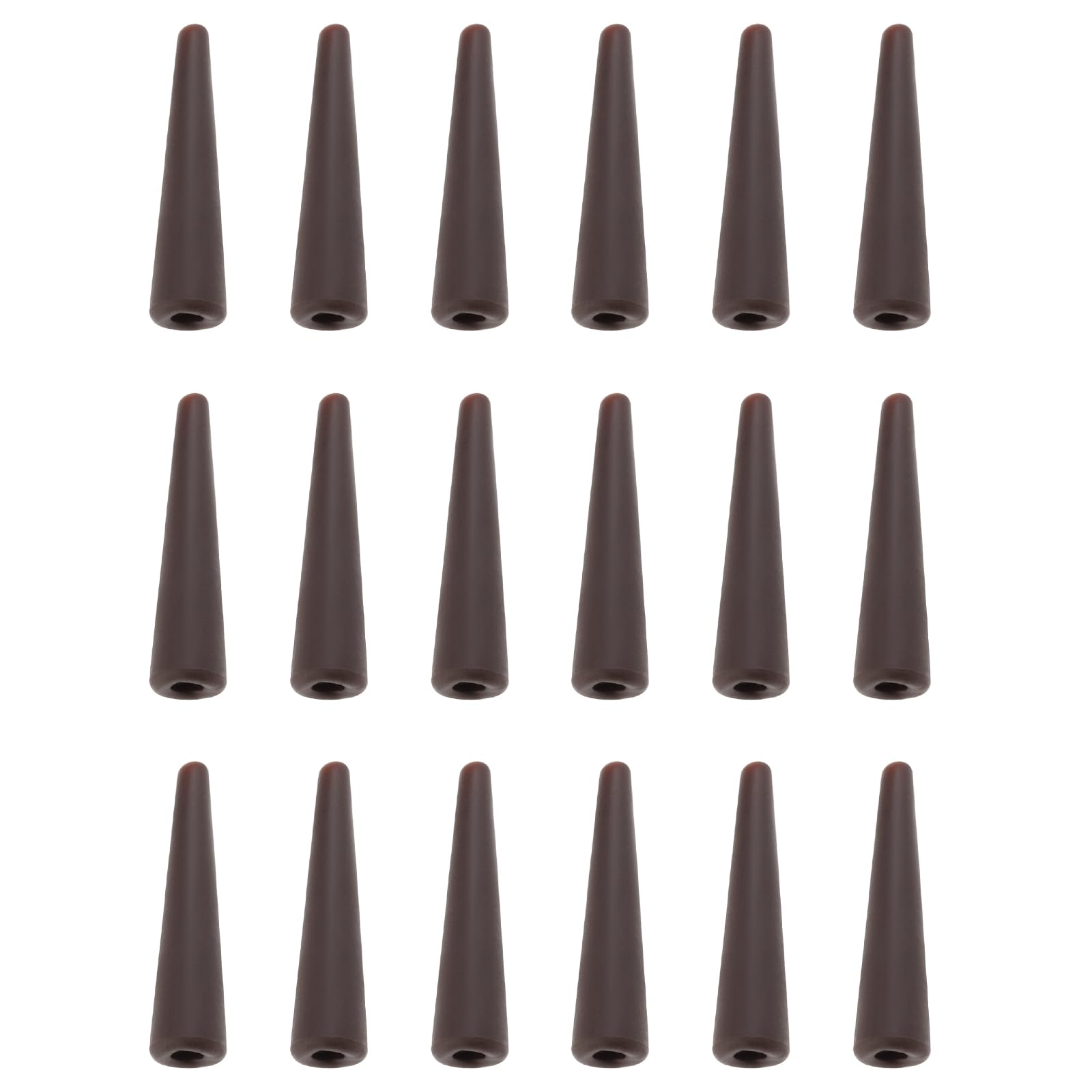 YINETTECH 100pcs 25mm Brown Cone Fishing Hose Long Tail Rubbers Carp Fishing Tackle Rubber Rig Cones For Safety Lead Clips Tackle