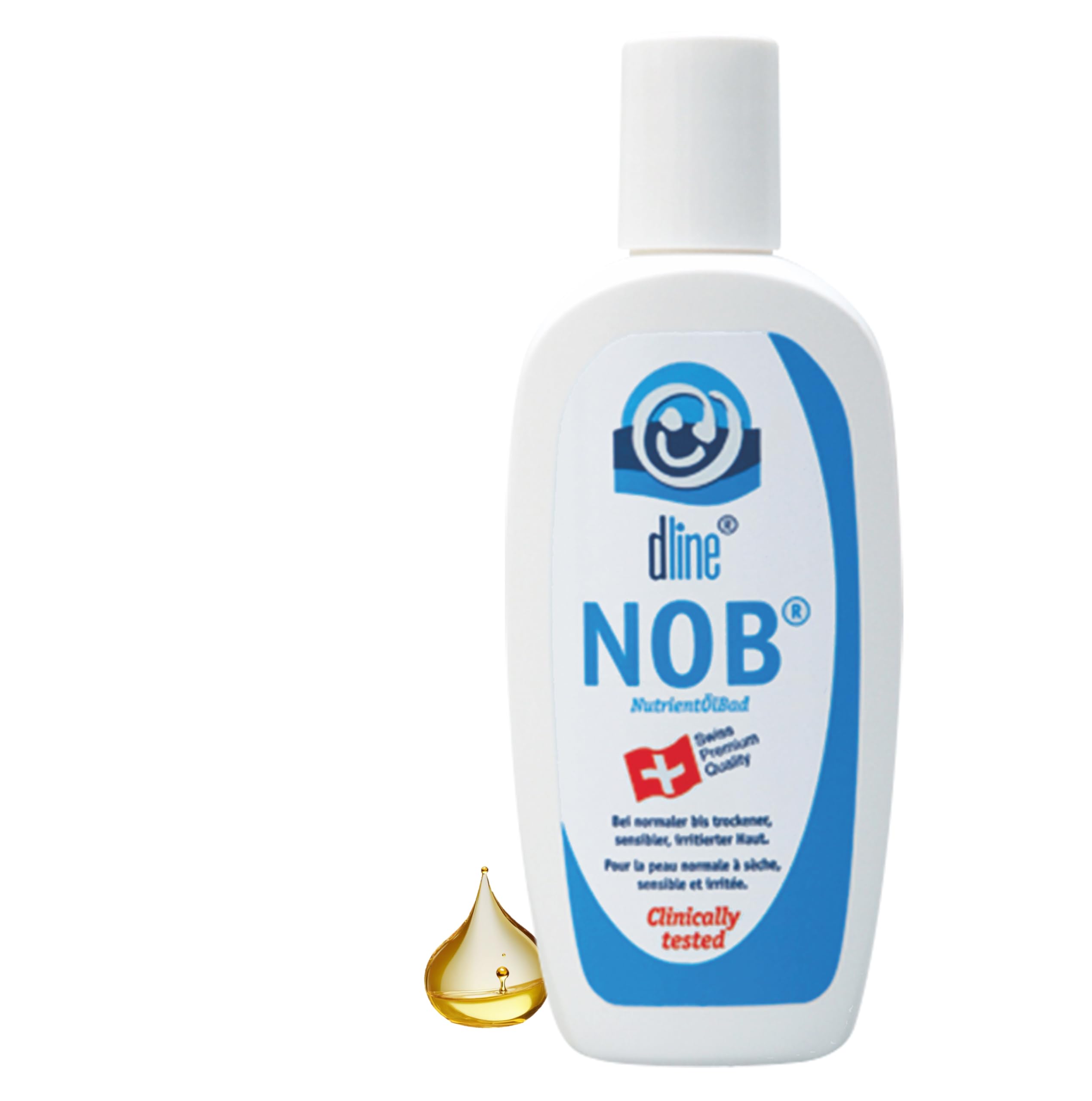 dline NOB-Nutrient Oil Bad 200 ml, Nourishing Shower Oil and Bath Oil (Lipids 77%) for High-Quality Regreasation for Normal to Dry Skin, Bottle (1 x 200 ml)