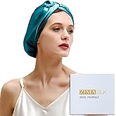 ZIMASILK 100% 22 Momme Mulberry Silk Bonnet for Sleeping Women, Breathable Silk Hair Wrap for Premium Hair Protection - Reducing Friction (1Pc, Turquoise)