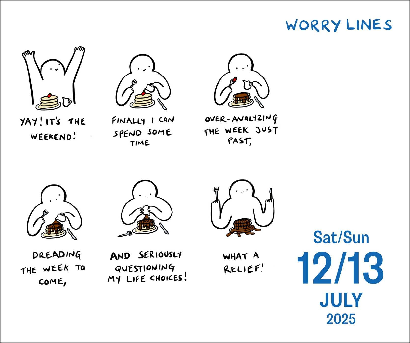 A Worry Lines 2025 Day-to-Day Calendar: Mildly Uplifting Oddly Comforting Daily Drawings