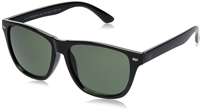 UV Protected Square Unisex Sunglasses - (MTV-190-C1|58|Green Color Lens)