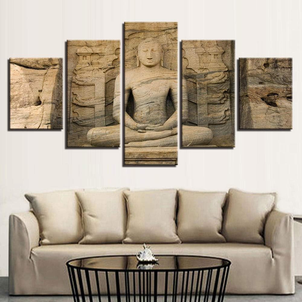 H A Artwork Modular Hd Poster Standdruck 5 Tafeln Stein Buddha Malerei Wand Moderne Leinwand Wohnzimmer Bild Home Decoration Vliesstoff Mit Rahmen Pentas Ha Amazon De Kuche Haushalt