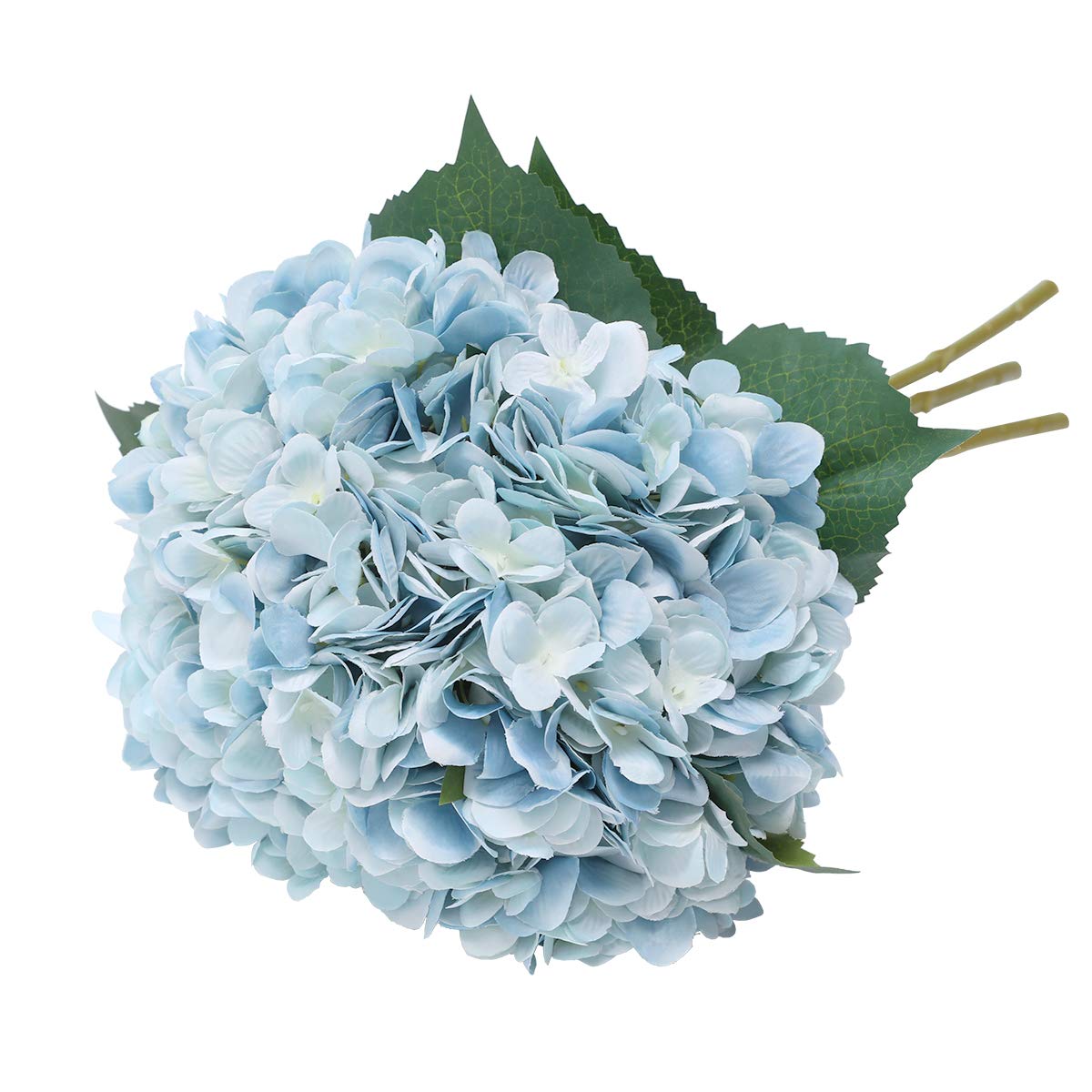 Tifuly Artificial Hydrangea Flowers, 5 PCS Realistic Single Long Stem Silk 6.6 Inch Flower Head Hydrangea Bouquets for Wedding, Home, Hotel, Party Decoration, Floral Arrangement (Blue)