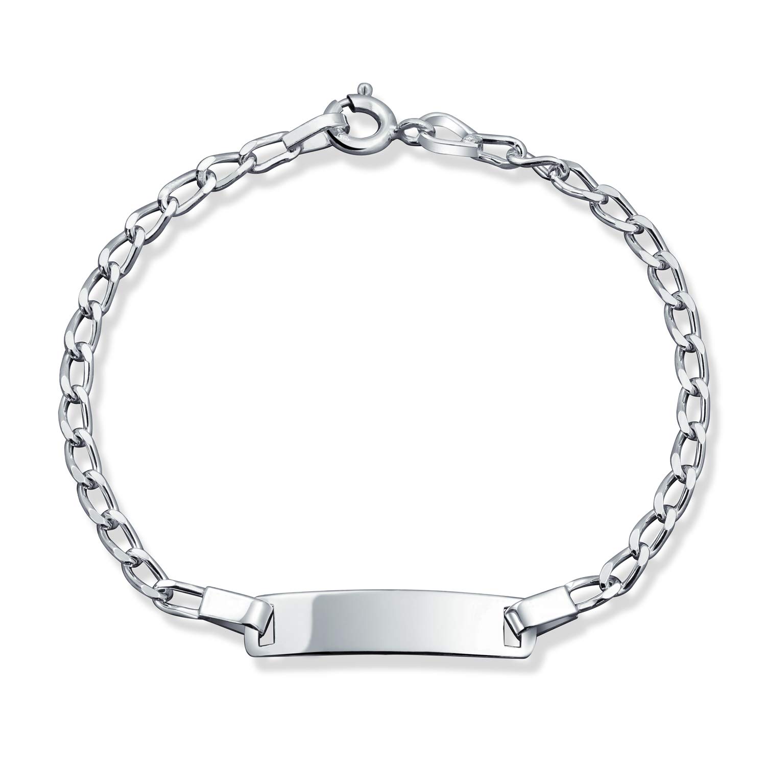 Bling Jewelry Dainty Personalize Engrave Thin Identification ID Bracelet Curb Cuban Link Name Plated.925 Silver Sterling Wrist 7 Inch