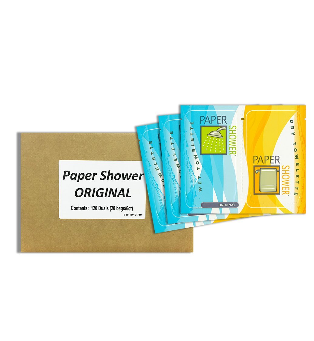 Paper Shower - Original - Body Wipe Company - Dual Wet and Dry towelette - On The go Shower Body Wipe for All Ages - Body Cleaning towelettes - 12 Dual Packs: Beauty