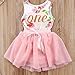 HappyMA 2Pcs Baby Girls Tutu Dress 1st Birthday Sleeveless Floral Romper Top Lace Skirt Outfit Clothes (6-12 Months)