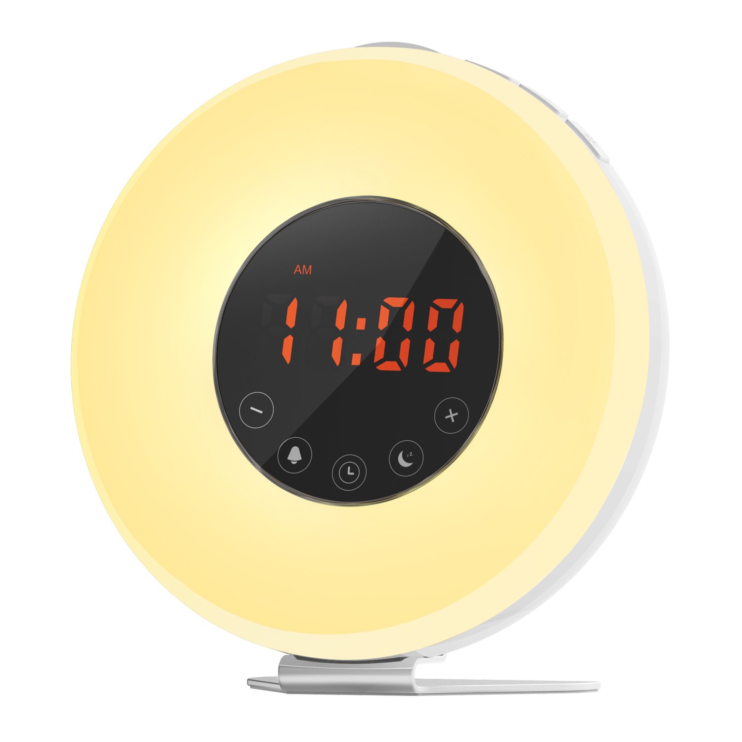Wake Up Light Alarm Clock,Lobkin Sunrise Simulator Digital Clock with 7 Colors Light,Nature Sounds with FM Radios,Touch Control and USB Charger