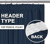 H.Versailtex Solid Navy Blackout Thermal Curtains 2 Panels 90x72 with Tiebacks view 3