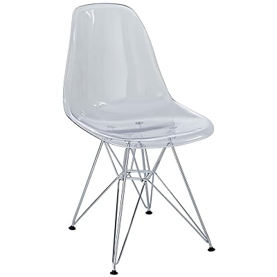 Modway Plastic Side Chair, Clear with Wire Base – Modern Design