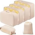 HOTOR Packing Cubes for Suitcases - 6 Pieces, Light Packing Cubes for Travel, Premium Suitcase Organizer Bags Set, Space-Saving Luggage Organizers, Travel Accessories and Essentials, Beige