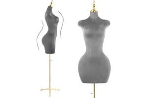 GENERIC Female Mannequin Body Tripod Stand,Height Adjustable Maniqui para Ropa,Dress Form Mannequin & maniquine Jewelry Display (Grey, Velour)