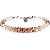 InfinityGemsArt Imperial Topaz Bracelets For Women Natural Shaded November Birthstone Healing Crystal Stones 925 Sterling Silver Chain 8 inch