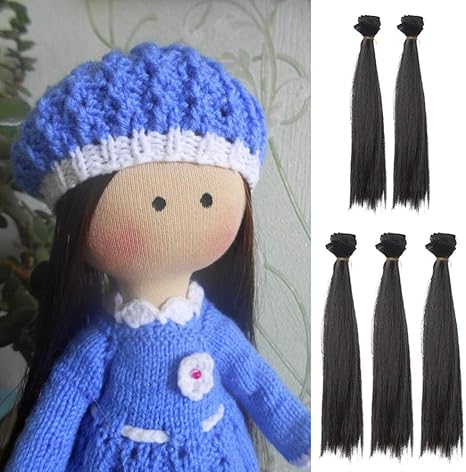 Amazon.com: Extensiones de pelo sintético recto para hacer pelucas de muñecas BJD de 9.8 in x 39.4 in de largo, 5 unidades: Arte, Manualidades y Costura