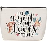 Axolotl gifts for girls, Just A Girl Who Loves Axolotls Makeup Bag Axolotl Birthday Decorations Axolotl Lover Stuff Birthday Christmas Gifts for Daughter Sister Bestie Friends