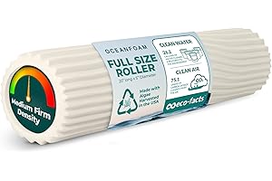 Oceanfoam Tidal Roller - Natural - Muscle Massage Foam Roller for Back Pain & Stretching - Firm and Ergonomic Wide Wave Textured - Yoga, Athletics, & Wellness - Full Size, 20" x 5"